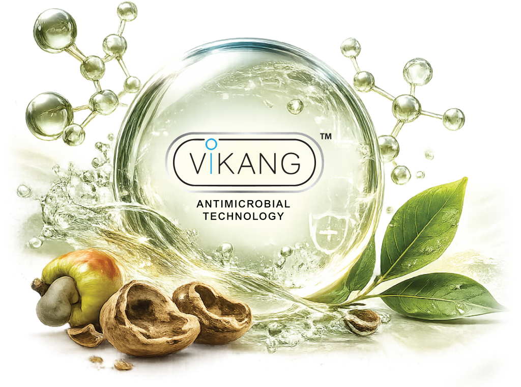 ViKang technology derived from cashew nutshell extract for plant-based pet hygiene and antimicrobial protection.