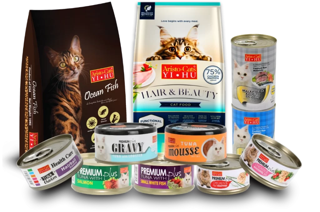 Aristo-Cats cat food range featuring dry food, wet food and functional nutrition by Qian Hu Malaysia
