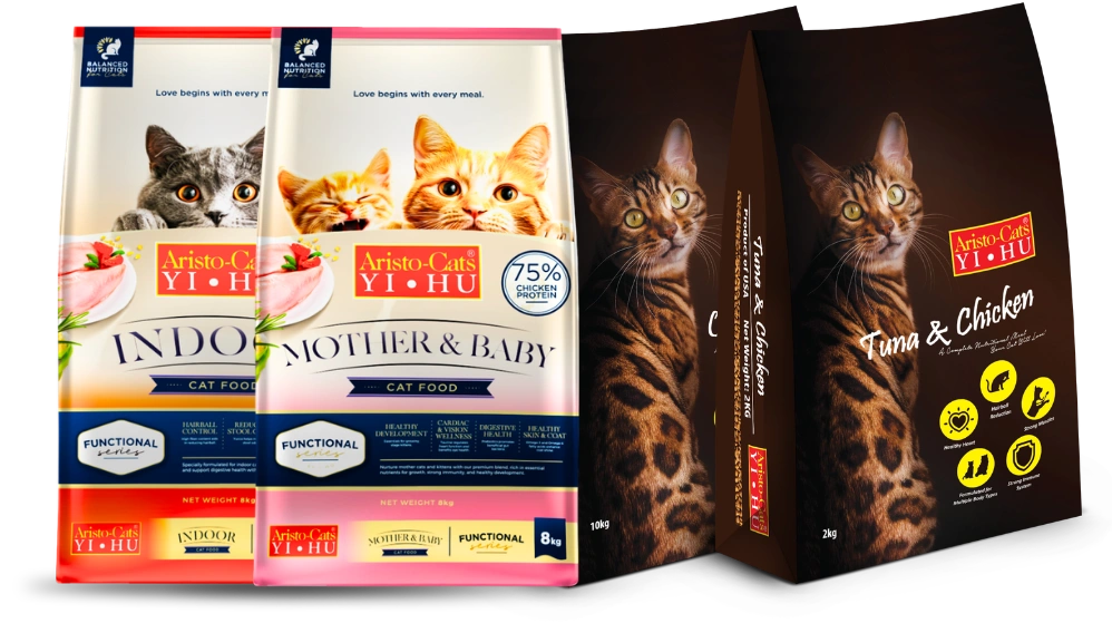 Aristo-Cats dry cat food range featuring Functional Series and Classic Dry Food by Qian Hu Malaysia