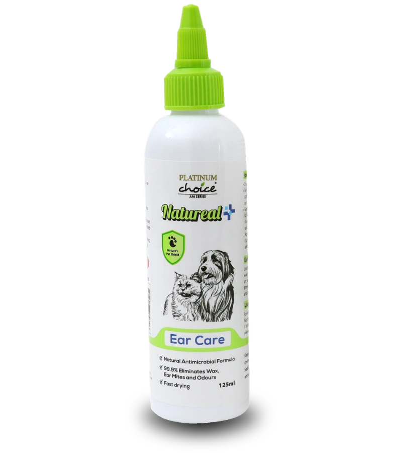 Natureal ear care solution for cleaning pet ears and maintaining ear hygiene.