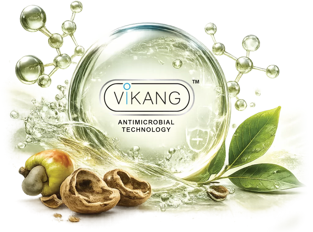 ViKang technology derived from cashew nutshell extract for plant-based pet hygiene and antimicrobial protection.